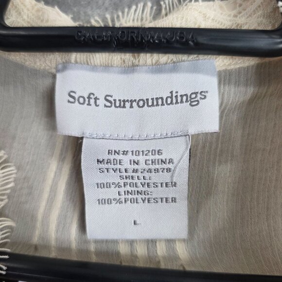 Womens Soft Surroundings Sheer Ivory Blouse Button-Front Long Sleeve Size L - Picture 2 of 7